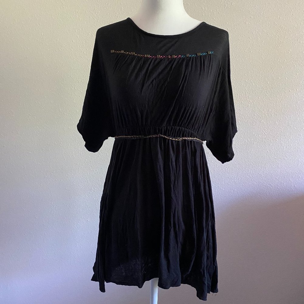 Anthropologie Knit Embroidered Princess-Seam Top
